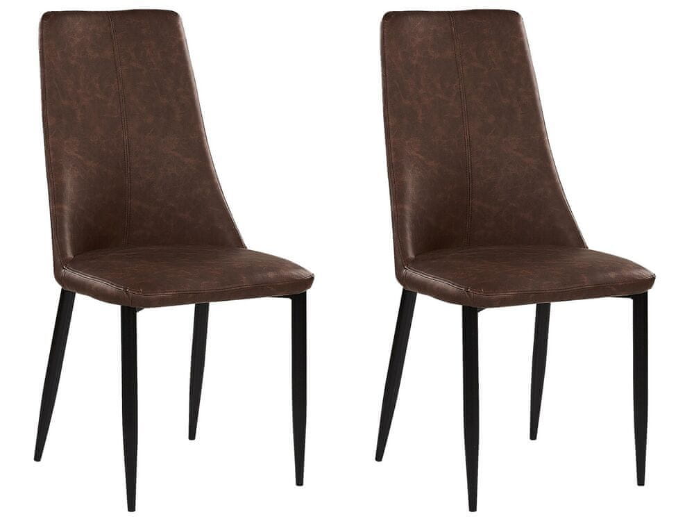 Beliani Sada 2 jedálenských stoličiek z umelej kože hnedá CLAYTON